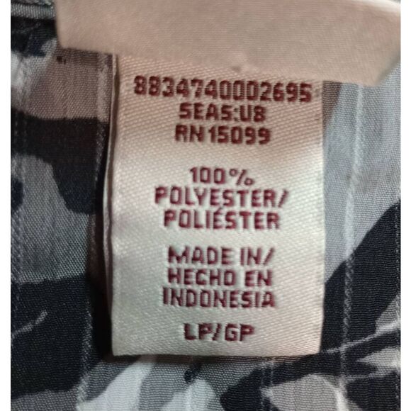 Covington Shirt Ladies Large Petite Button Front Short Sleeve Gray Black Floral - Picture 8 of 9